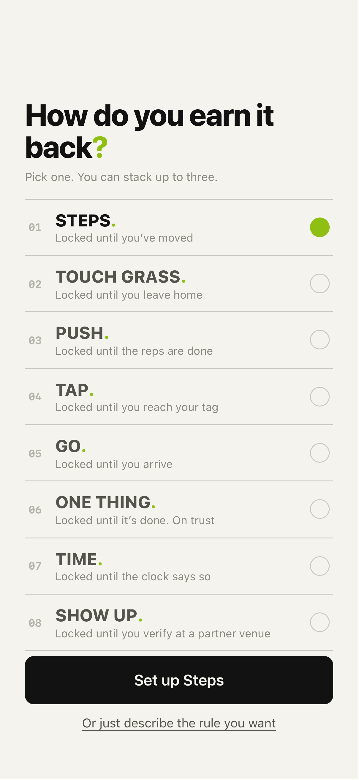 App — Challenge picker